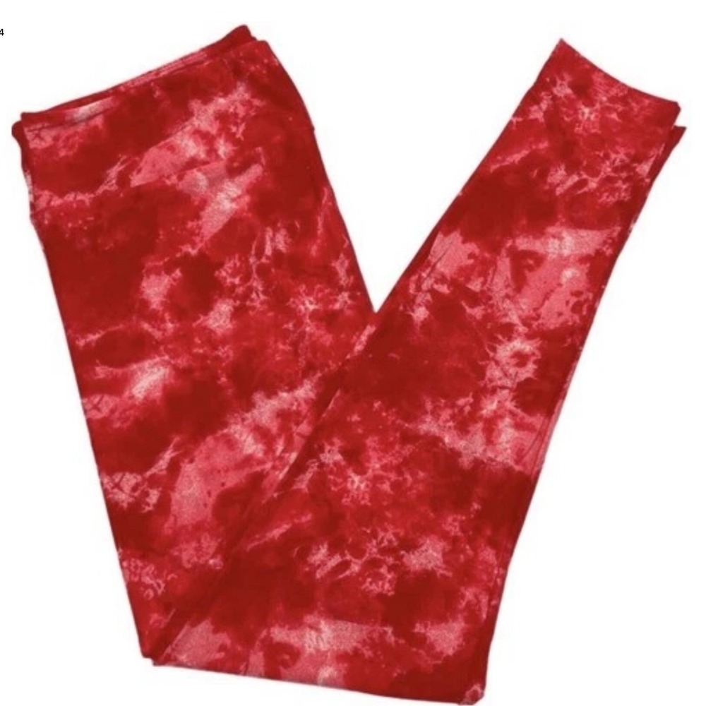 LuLaRoe Womens Leggings Size TC2 Love Ya Red Tie Dye Valentines Day Plus 18+ NWT